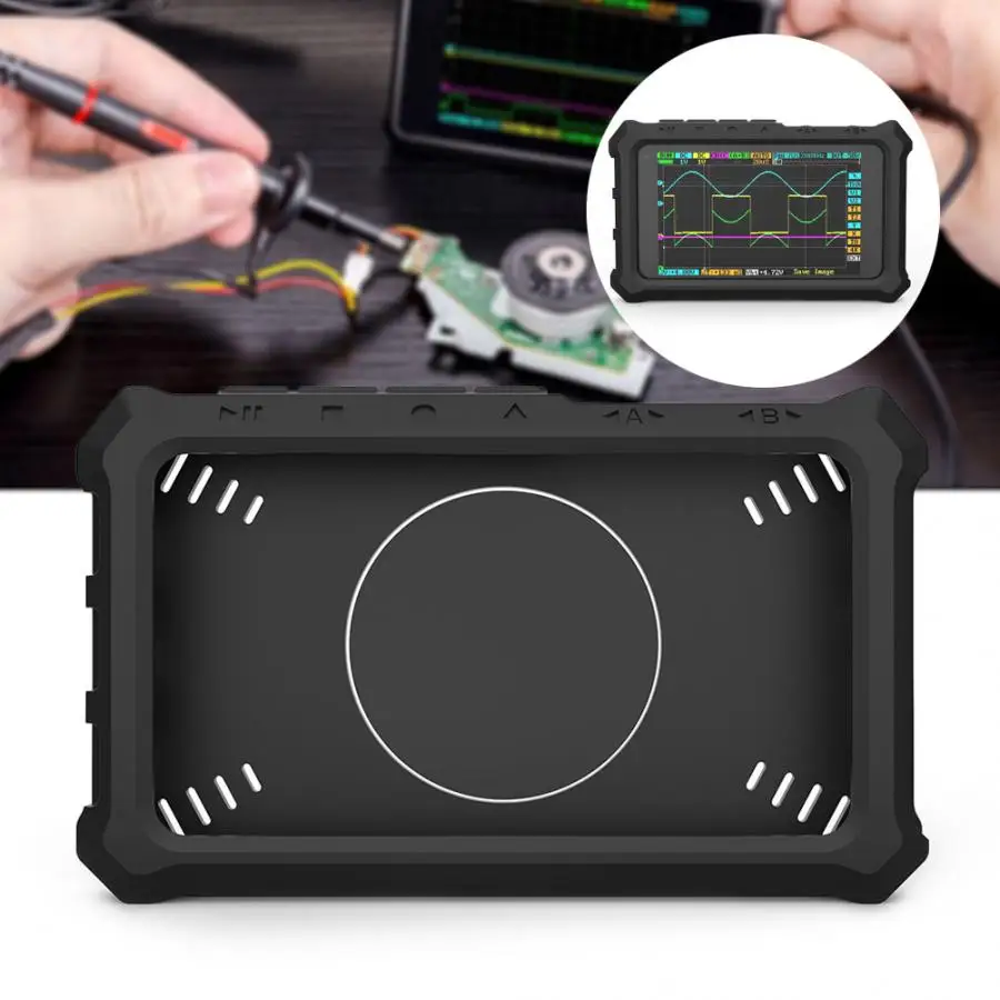 Oscilloscope Probe DS213 Black Mini Oscilloscope Silicone Case Shell with 1Pcs Ring Bracket Oscilloscope