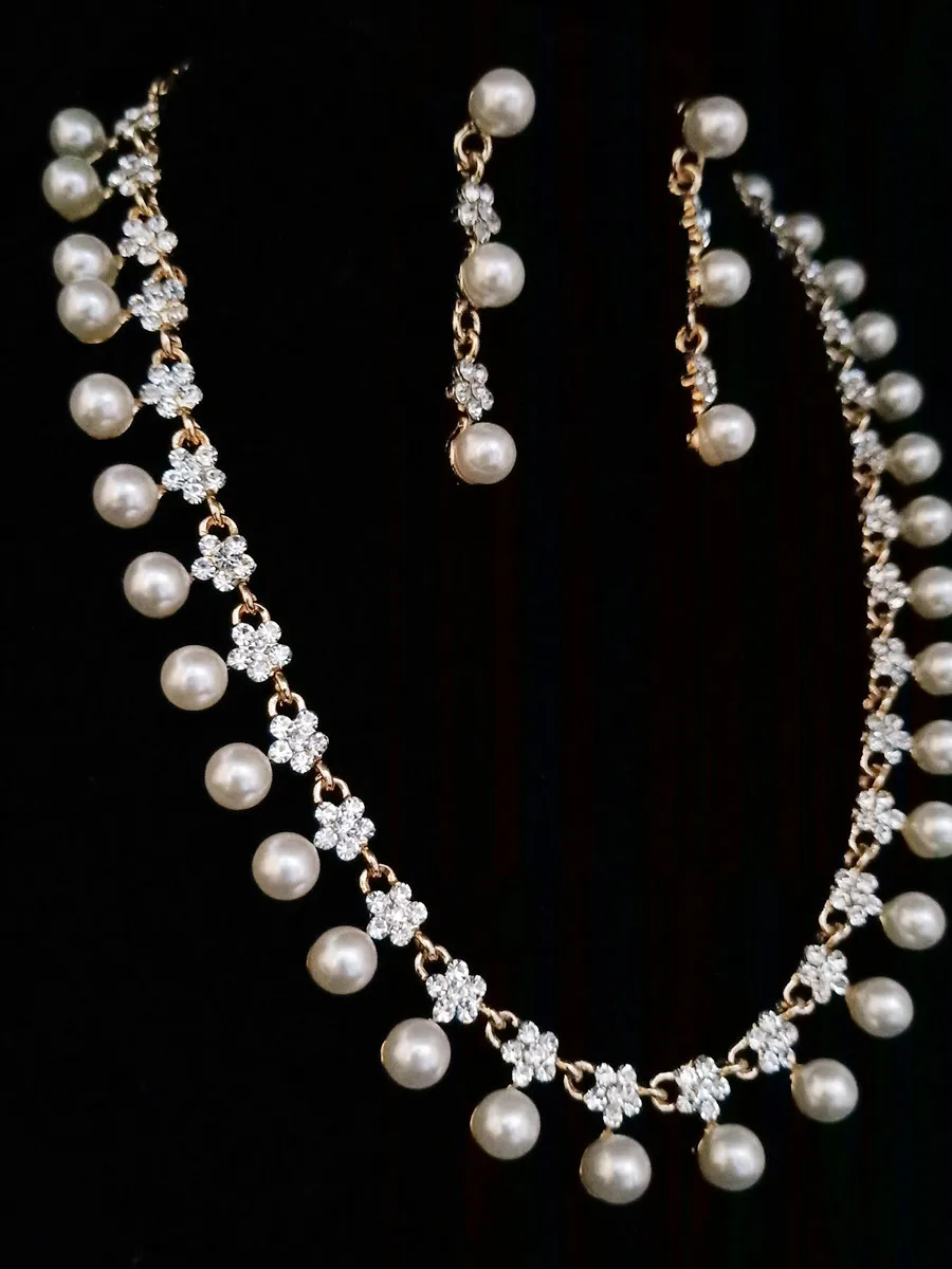 TR design золотой блестящий романтический имитация жемчуга набор украшений для