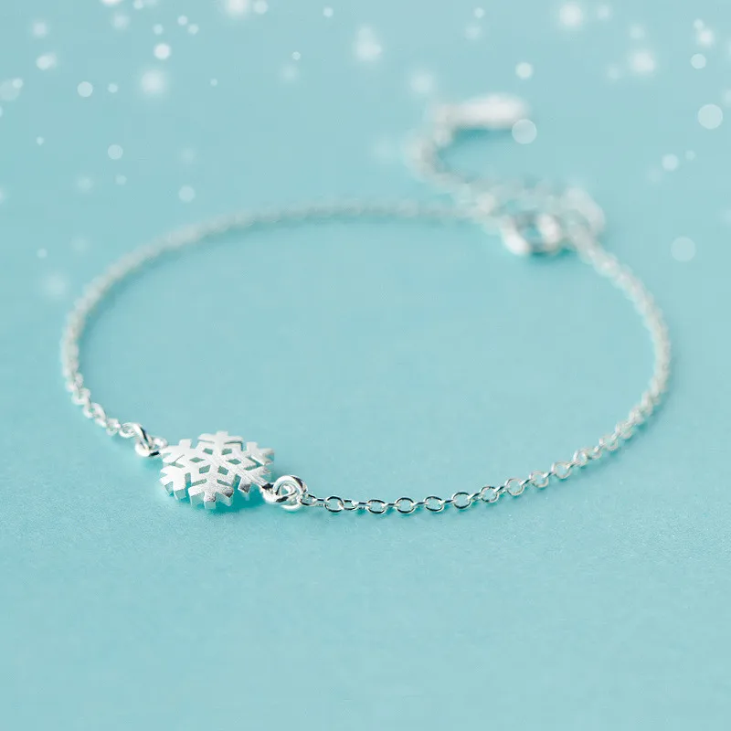 Женский браслет из серебра 925 пробы с подвесками в виде снежинки|teen bracelets|teen gift |