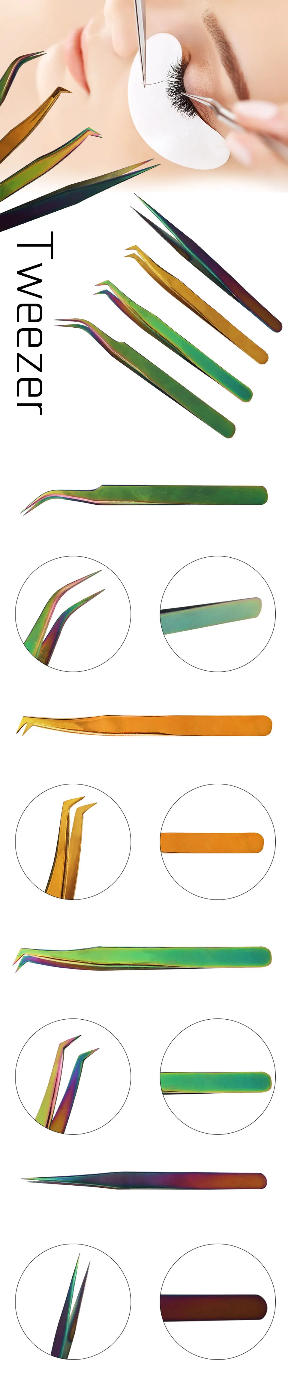 1 шт. бровей нержавеющая сталь tweezers Хамелеон ультра точные остроконечные инструменты для наращивания ресниц со стразами