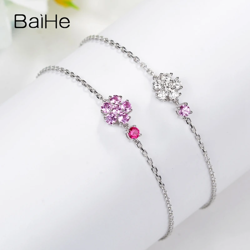 BAIHE, 14 к, белое золото, 0.35ct, сертифицировано H/SI, настоящие натуральные бриллианты, обручальные женские классические ювелирные изделия, Подарочный браслет