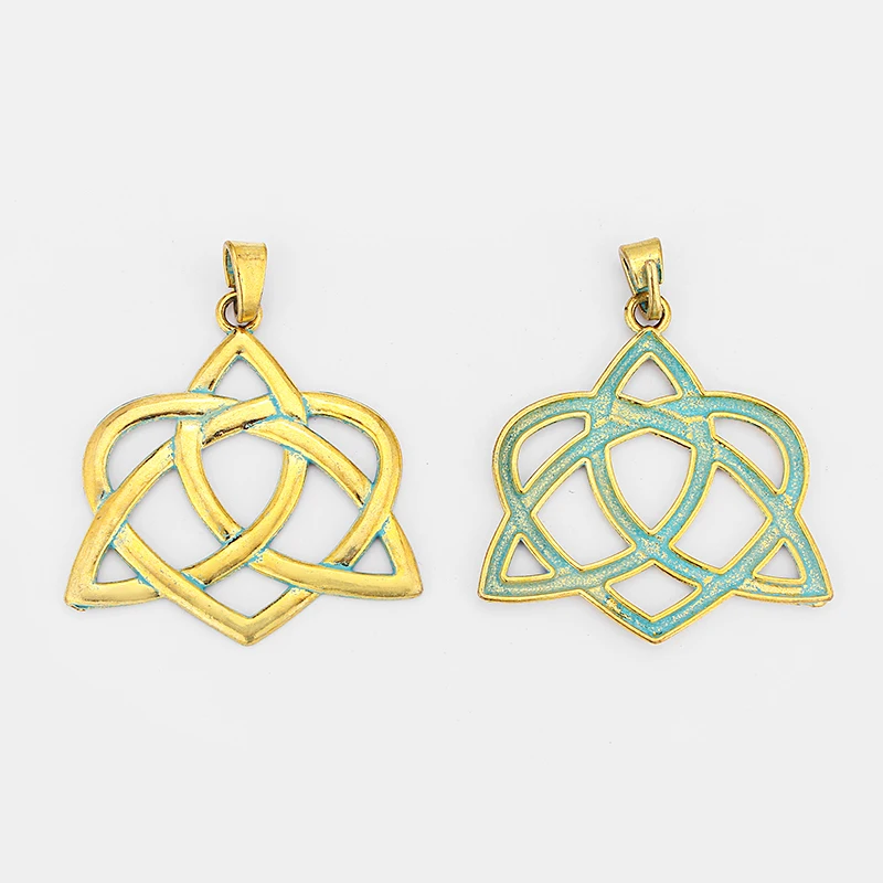 3PCS Large Vintage Gold &amp Verdigris Patina Metal Lucky Hollow Keltic Knot Charms Pendants for Necklace Findings Jewelry | Украшения и