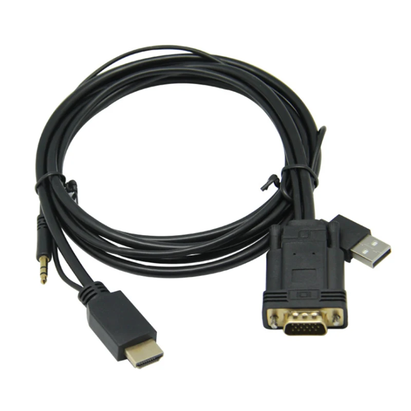 VGA к HDMI кабель с аудио USB источник питания 1080P VGA HDMI адаптер конвертер мужчин и мужчин для ноутбук с HDTV проектор Ps3 Xbox
