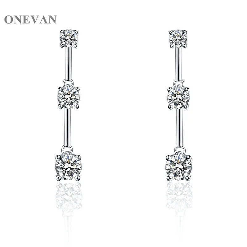 ONEVAN CZ Кристаллы три циркония дизайн Висячие серьги для вечерние партии queen
