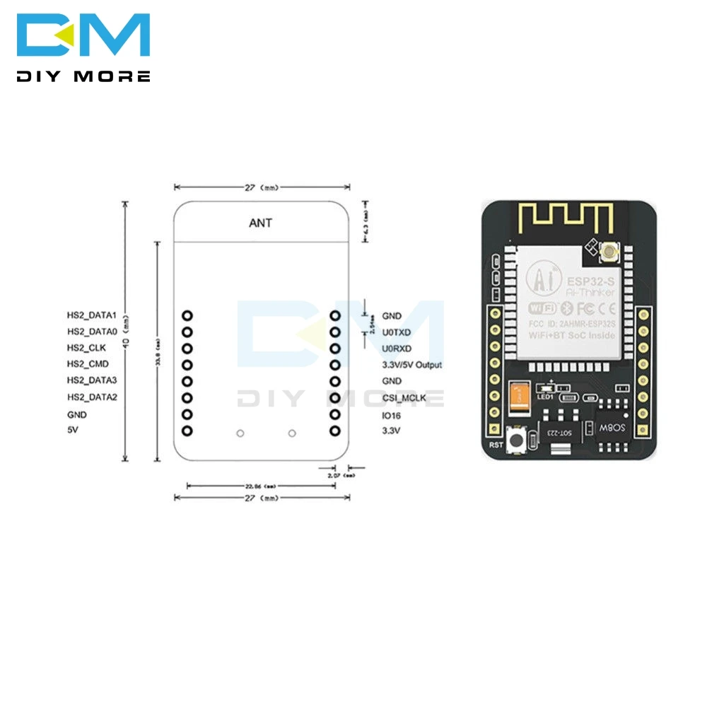 OV2640 ESP32-CAM Bluetooth Module Camera Development Board ESP32 OV7670+2.4G Wireless SMA Antenna NRF24L01 2dB Gain+PA CC2500
