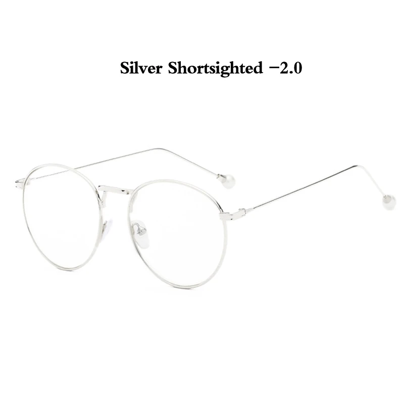 silver myopia 2.0 Zilead роскошные женские жемчужные очки для близорукости металлические круглые очки по рецепту близорукие очки для женщин близорукие унисекс - Цвет оправы: silver myopia 2.0