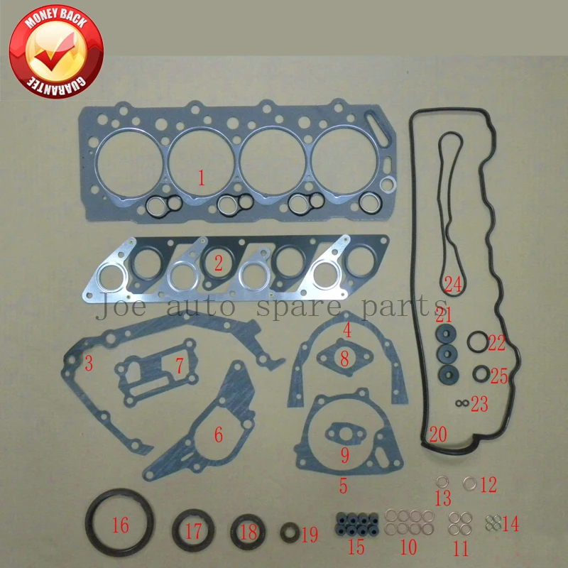 Полный комплект прокладок двигателя D4BH для Kia Besta/K2500/Bongo/pregio Hyundai Terracan 2.4L 2.5L 2001-