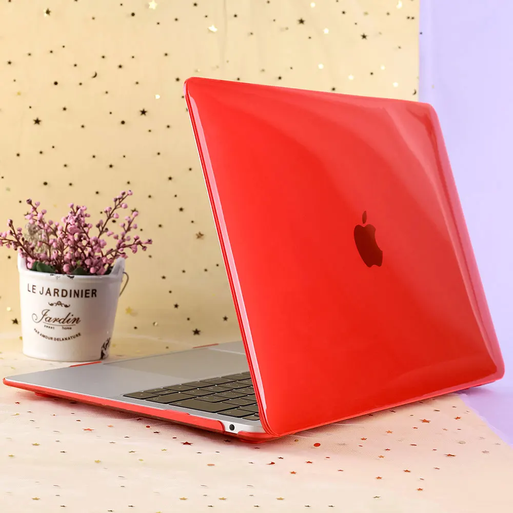 Crystal red Прозрачный кристально чистый чехол для Macbook Air Pro retina 11 12 13 15 16 дюймов Touch Bar/Touch ID A2141 A1932 A1989 A2159 - Цвет: Crystal red