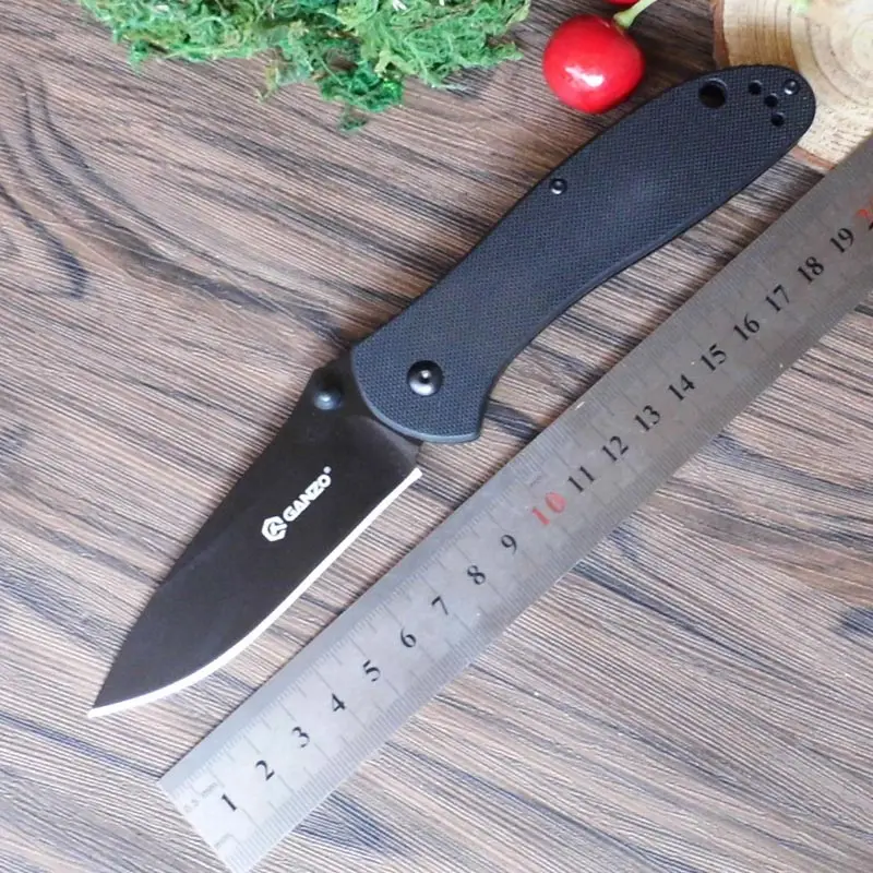 58-60HRC Ganzo G7393 440C Лезвие G10 ручка складной нож выживания походный инструмент охотничий карманный нож тактический edc Открытый инструмент - Цвет: Черный
