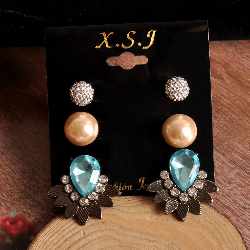 Hot selling fashionable women's jewelry girl boy pearl earrings mixed with 3 pairs /set free shipping. | Украшения и