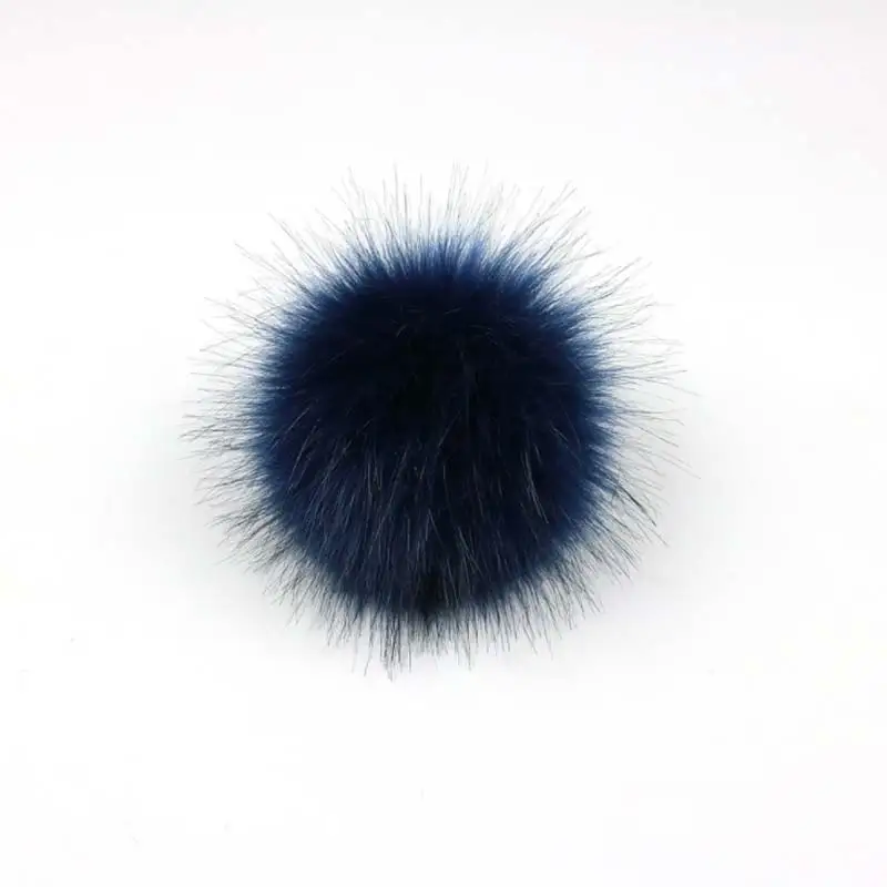 Navy Blue 1 шт., искусственный помпон, помпон из искусственного лисьего меха 8 см, помпон из искусственного лисьего меха, помпон ручной работы, искусственный помпон для ключей, аксессуары для ключей - Цвет: Navy Blue