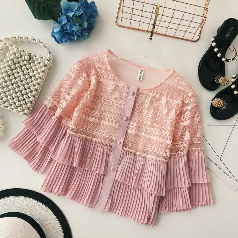 2018 новые модные женская блузка рубашка осень сладкий в виде листка лотоса