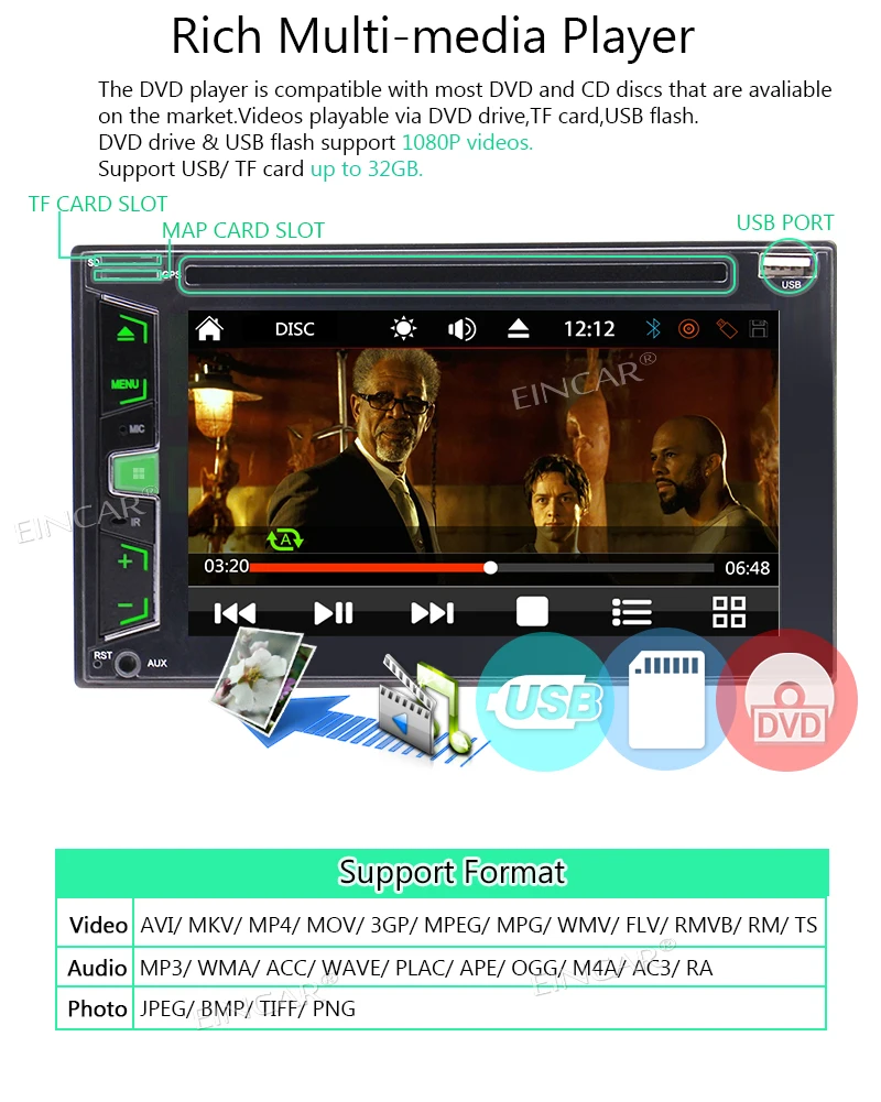 2 Din 6 ''автомобильный Радио Стерео Авторадио Bluetooth FM AM RDS приемник DVD