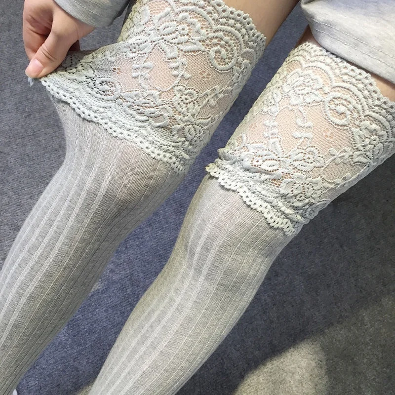 1 Пара 3 Цвета Сексуальная Женщина Леди Вертикальная Вязание Кружева хлопок Более