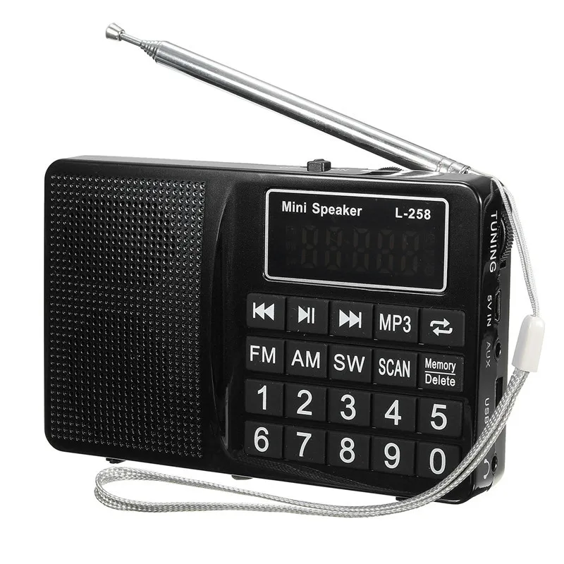 LEORY L-258 TF FM/AM/SW Многополосный Радио динамик 220 В 800 мАч MP3 радио приемник AUX USB автопоиск радио плеер