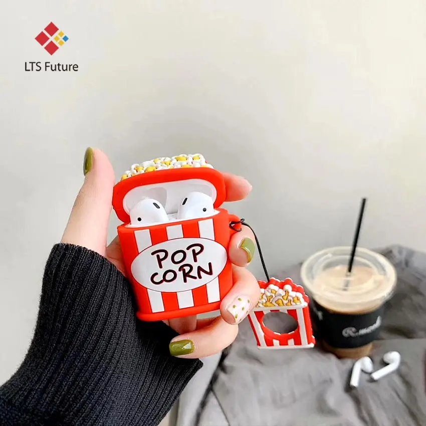 Милые 3D попкорн Картофель фри силиконовый наушник противоударный чехол для Airpods