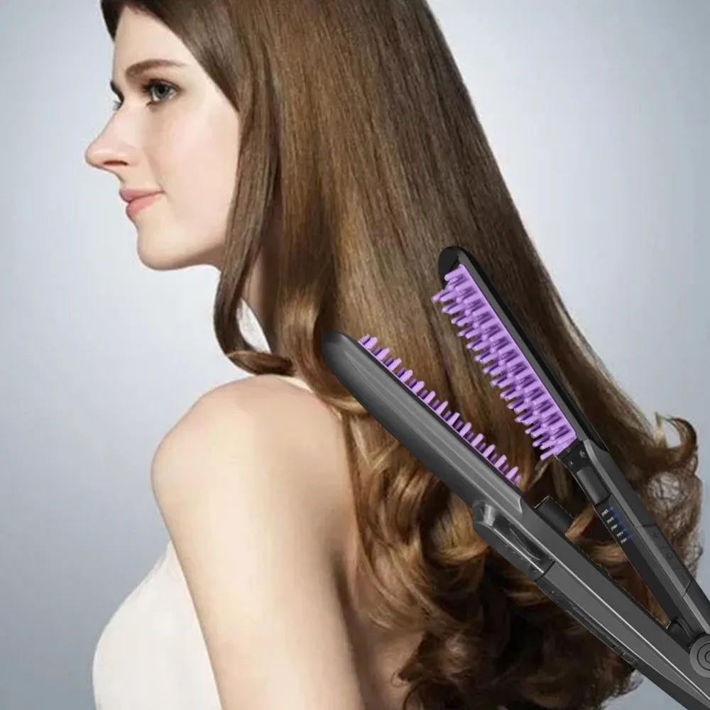 Portable Electric Styling Hair Straightener Brush Negative Ion Spray Hairdressing Comb Anti-static Massage Steam Straighten | Красота и