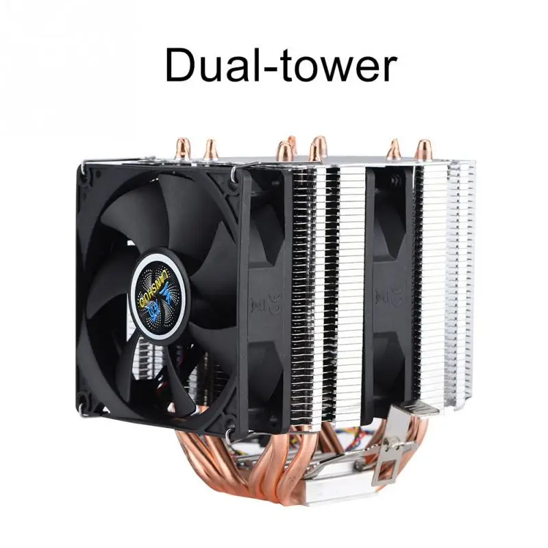 Тихий 4pin 6 Heatpipe CPU кулер с двумя башнями воздушное охлаждение 800 2200 революция