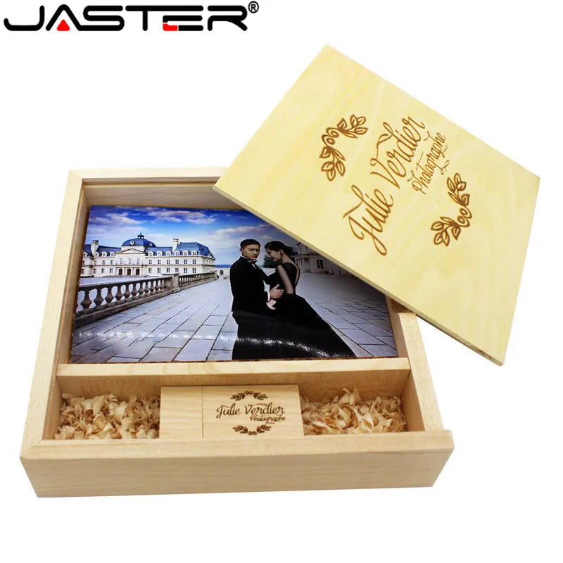 JASTER maple фотоальбом деревянный usb+ коробка Memory stick Pendrive 8GB 16GB 32GB 64GB фотография подарочный логотип(170*170*35mm