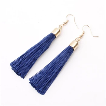 royal blue Donarsei богемные серьги-капельки с бахромой серьги для женщин простой черный веревочный крюк висячие серьги ювелирные изделия подарок - Metal Color: royal blue