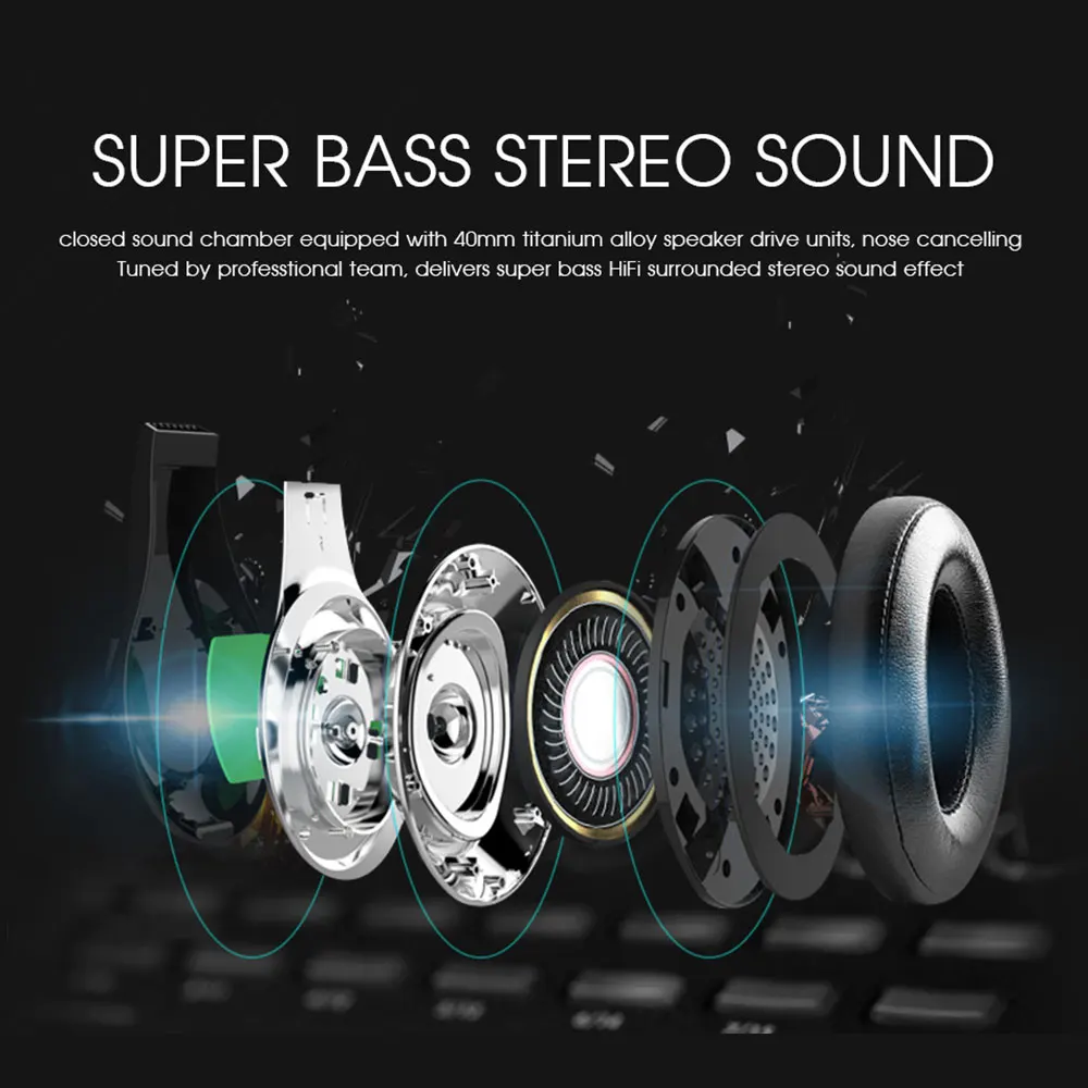 Wireless Headphones Stereo Bluetooth Headset Foldable Headphone blutooth Earphones With Mic FM TF For mobile phone Mp3 | Электроника