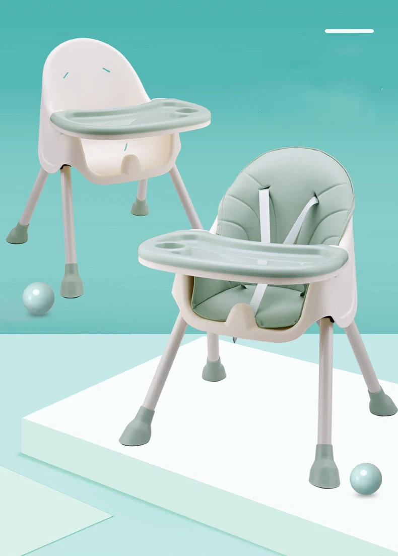 PP Material Safety Children's Dining High Chair Adjustable Foldable Seat Multi-function Portable Baby Feeding Chair For Babies
