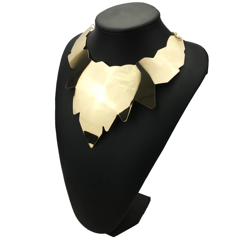 MANILAI Shiny surface Alloy Statement Necklaces Women Steampunk Big Leaf Design Collar Choker Necklace Fashion Jewelry
