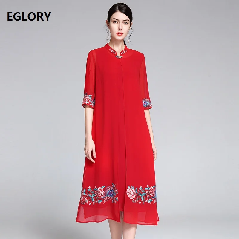 

Two Piece Dress Set 2019 Spring Summer 1950s Style Women Exquisite Embroidery Long Coats+Sleeveless Tank Dress Suit Female Sets