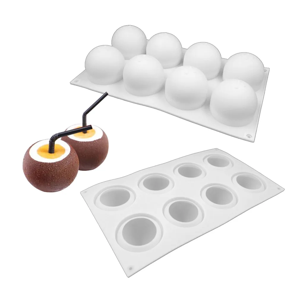 

GODWJ 8 Holes Silicone Mold Round Ball Shaped For Mousse Chocolate Mould Baking Fondant Dessert Baking Cake Decorating Tools