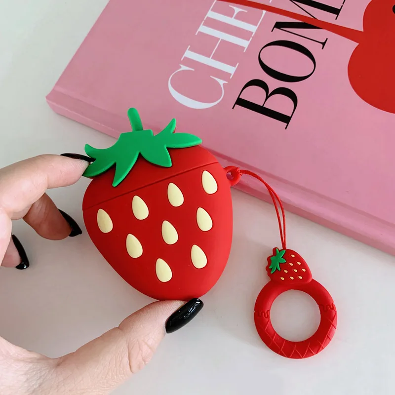 Strawberry Милый мультяшный чехол для Apple Airpods Забавный мультяшный защитный чехол Bluetooth чехол для наушников модный силиконовый чехол s сумки для гарнитур - Цвет: Strawberry