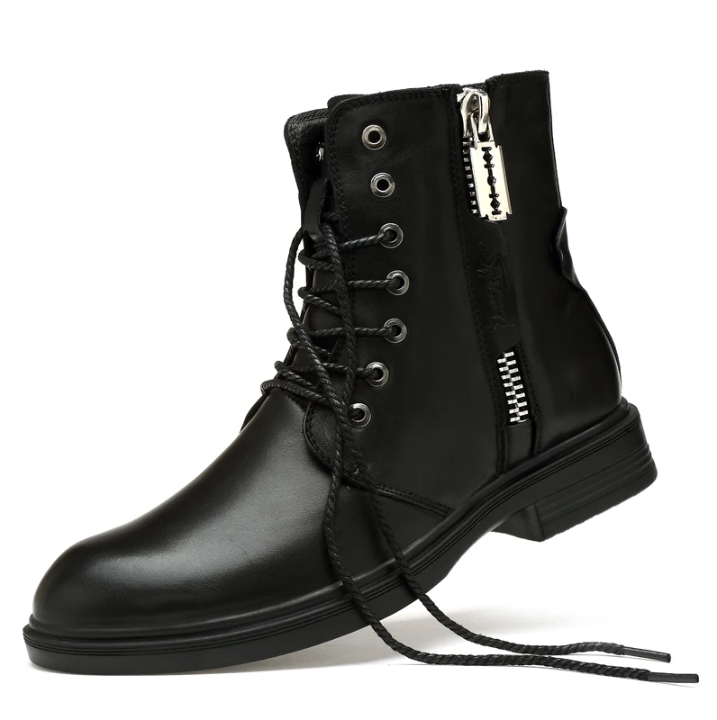 winter New Arrivals Fashion Ankle Boots Men Upgrade Motorcycle Boots Wear Comfort Black First layer calfskin boots 36-46
