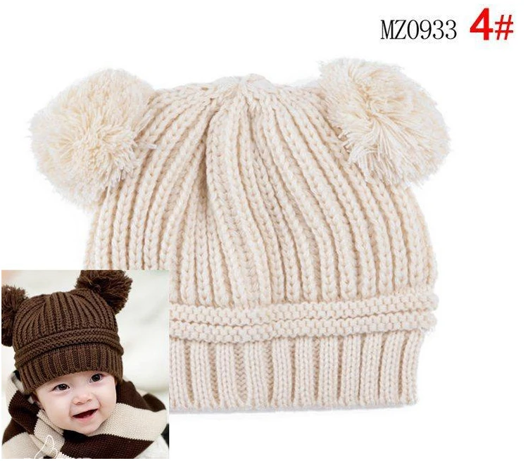 Baby Winter Hat Tuque for 5 to 36 Months Girls Boys Kids Children Dual Ball Knit Sweater Cap Hats Warm Knitted | Детская одежда и