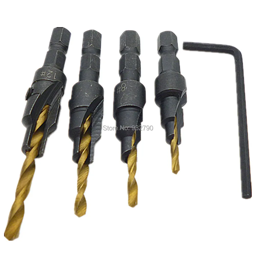 4 шт. ti зауженные детализации зенковки Бурильные долото винт комплект Wood