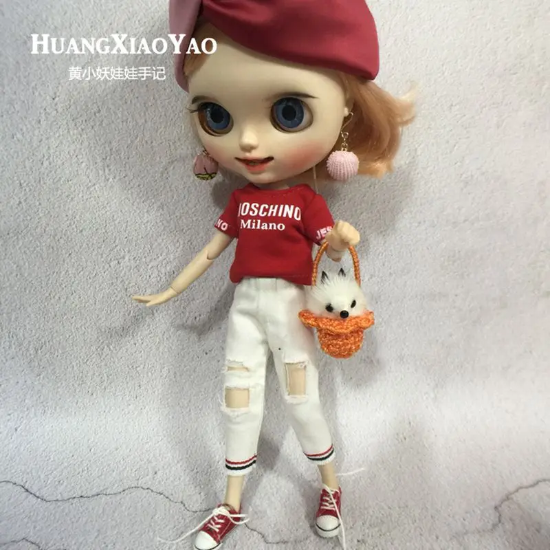 2 шт./компл. Doll's Blyth Clothes Спортивная футболка + джинсы для рубашки Barbi брюки Azone licca