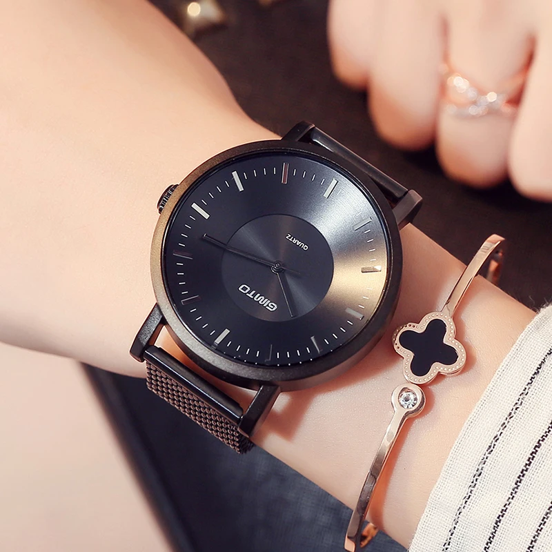 Женские часы GIMTO спортивные кварцевые со стальным ремешком и большим