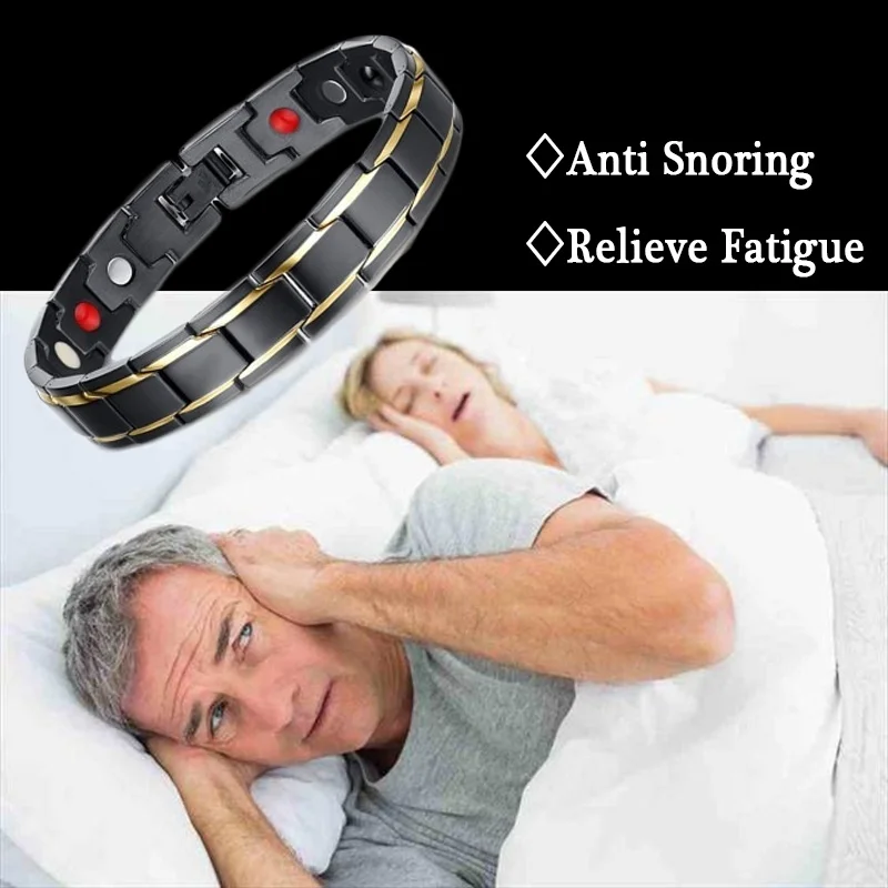 

Hot Men Magnetic Therapy Bracelet Classic Titanium Steel Anti-snoring Health Care SMA66