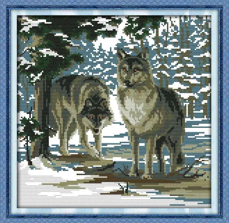 Бесплатная Вышивка крестом 14CT 11CT Wolf Stay together DIY Craft DMC Счетный Набор для вышивки