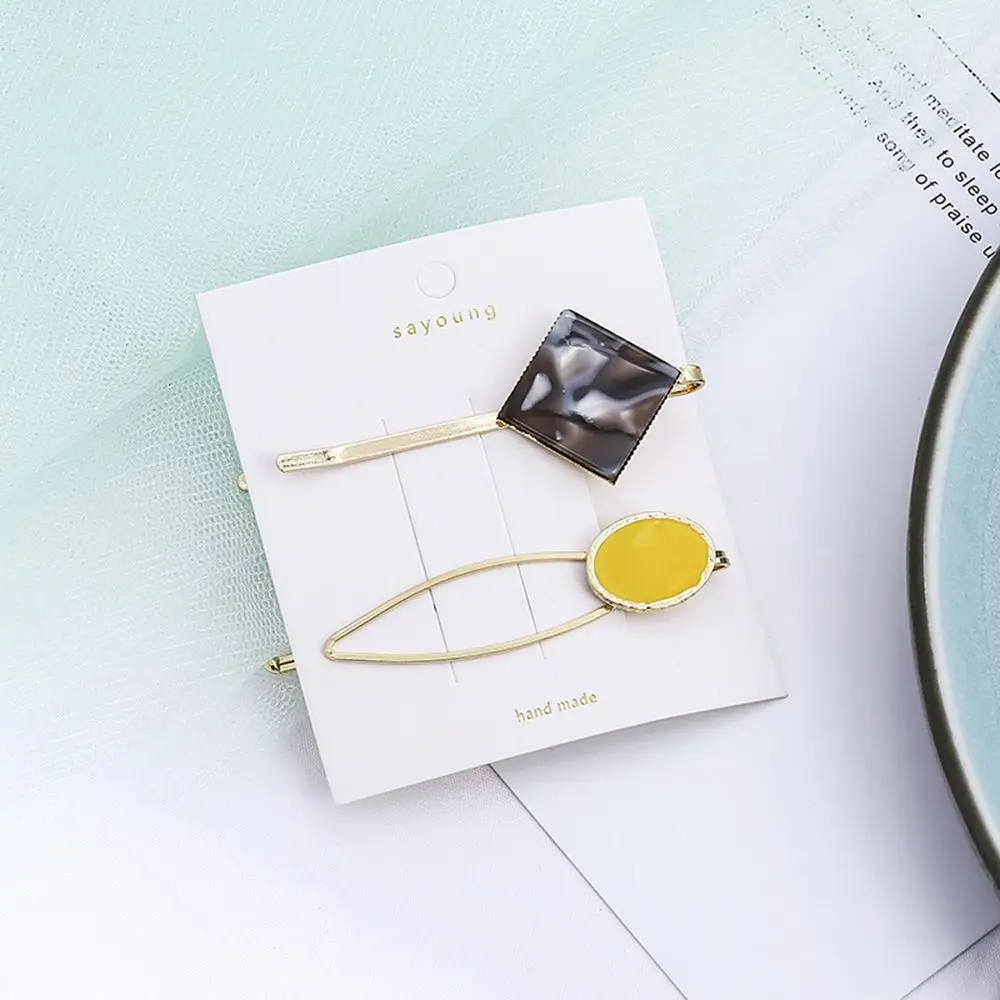 4 шт./компл. Корея Металл Pearl нерегулярные решетки заколка для волос женщин