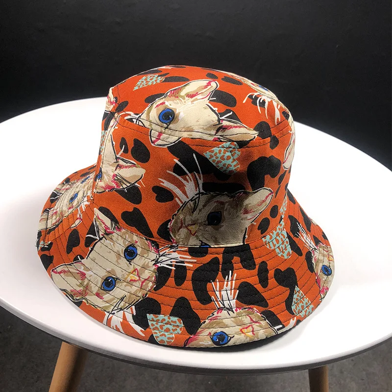 Шляпа для мужчин и женщин осень зима 2019 новая Рыбацкая шляпа с рисунком кошки
