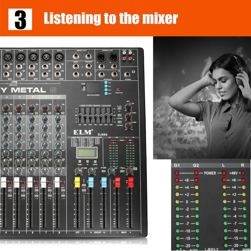 В наличии профессиональный микшер 8 каналов усилитель мощности DSP цифровой аудио