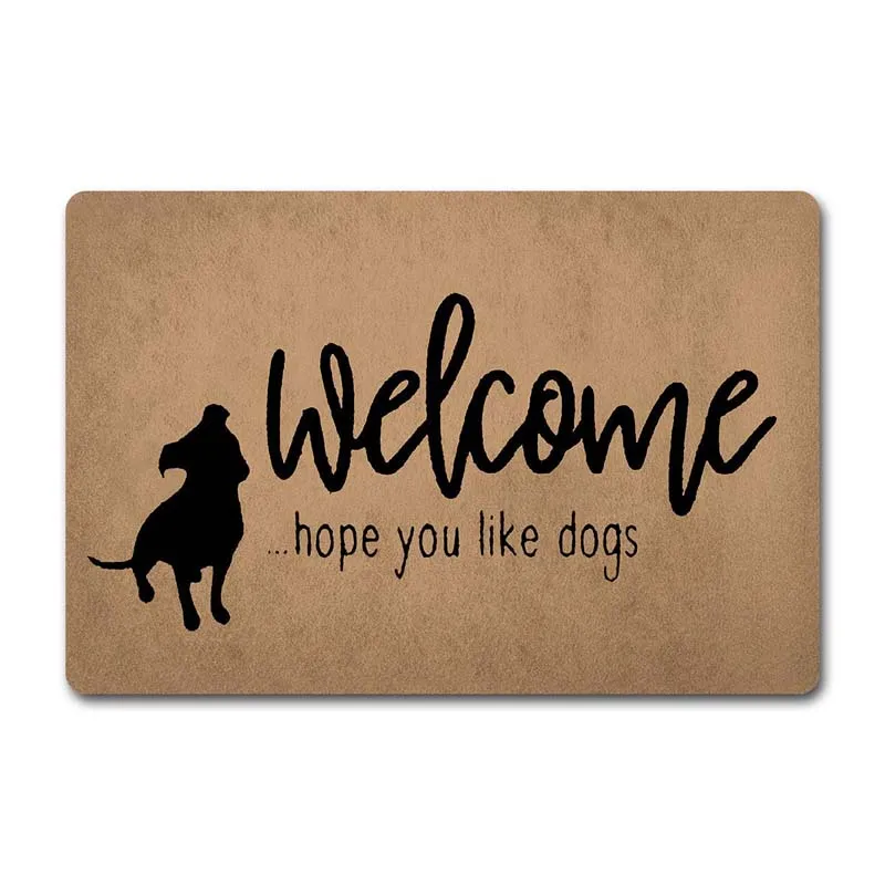 

Entrance Door Mats Welcome Hope You Like Dogs Doormat Funny Door Rugs for Entrance Way (23.6 X 15.7 in) Non-Woven Fabric Top wit