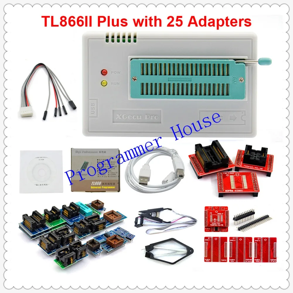 XGecu Оригинальный Новый V10.35 TL866II Plus Универсальный программатор Minipro + 28 адаптеров
