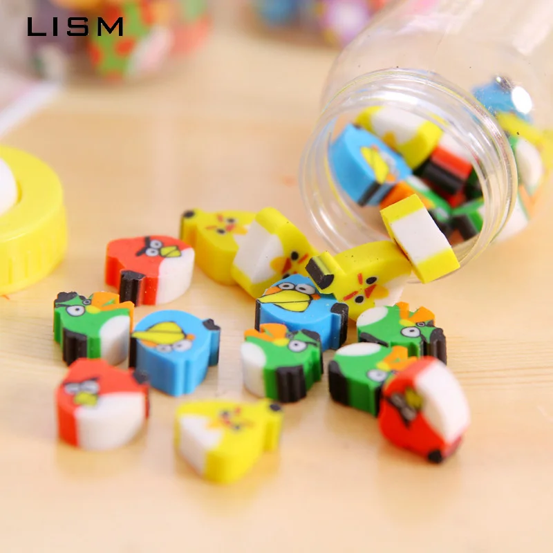 24 шт/бутылка мини прекрасный Цветной ластик для фруктов животных пакет молока