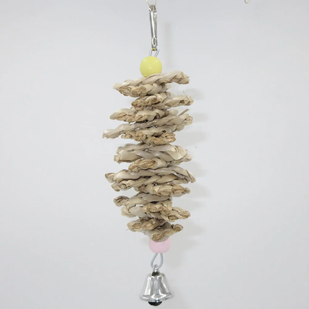 Swing Chew Bite Funny Durable Bell Hanging Type Wooden Eco-friendly Natural Knitted Grass Bird Parrot Toy Animal | Дом и сад