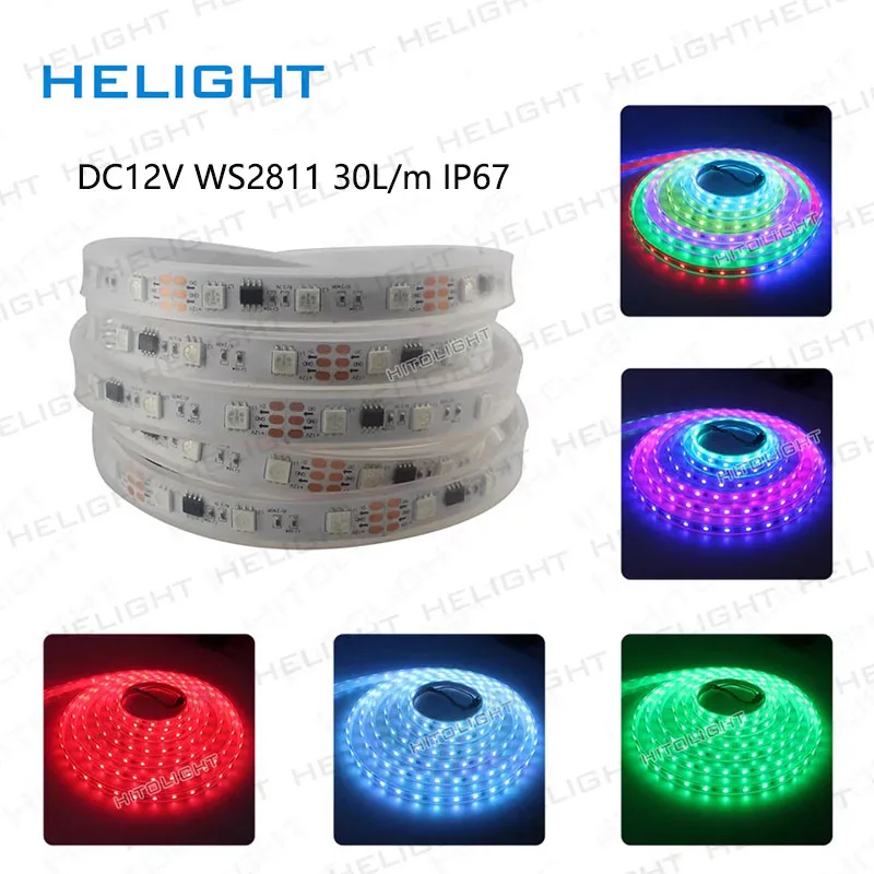 WS2811 Светодиодная Пиксельная IC полоса 5050 SMD RGB Адресуемая 30/60 светодиодов/м