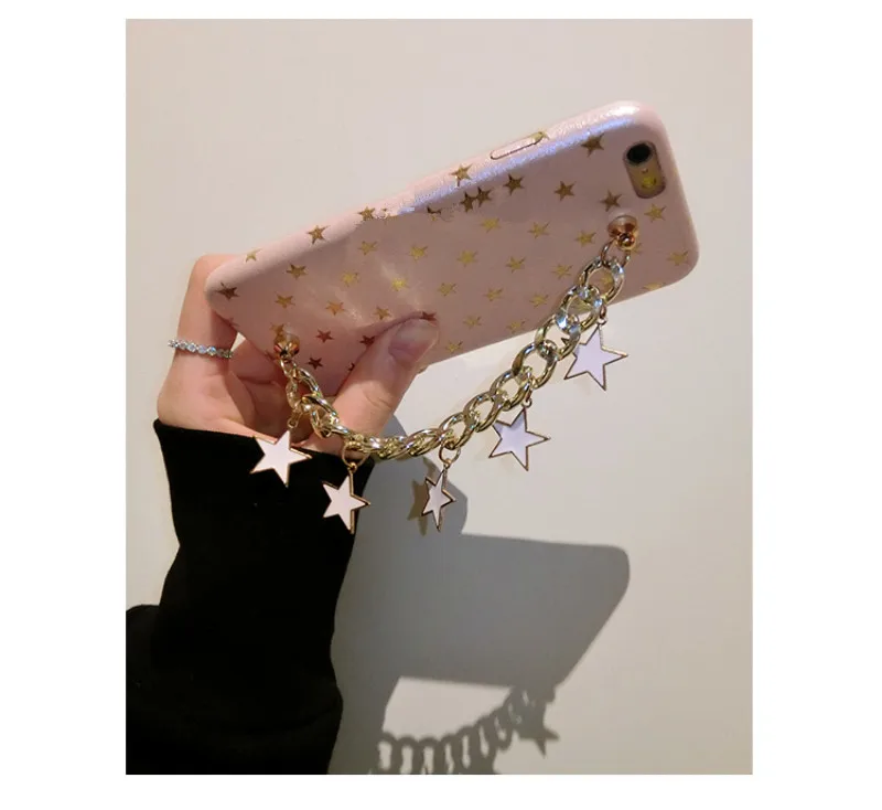 Luxury Stars Chain Pendant Tassel Bracelet Case For iPhone X XS MAX XR 6S 7 8 Plus Cases Silk Pattern Soft Cover Phone Shell |