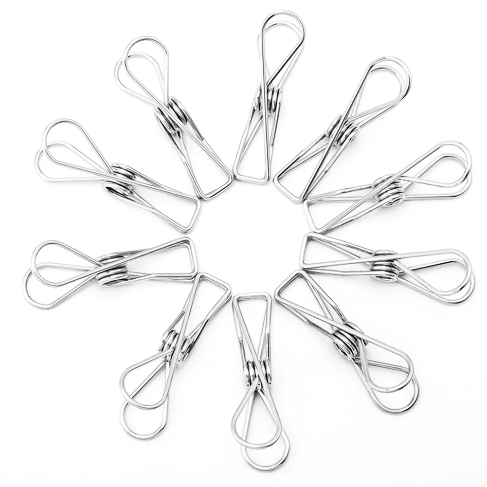 10 шт. вешалка для плечиков из нержавеющей стали Заколки Зажимы бытовые зажимы