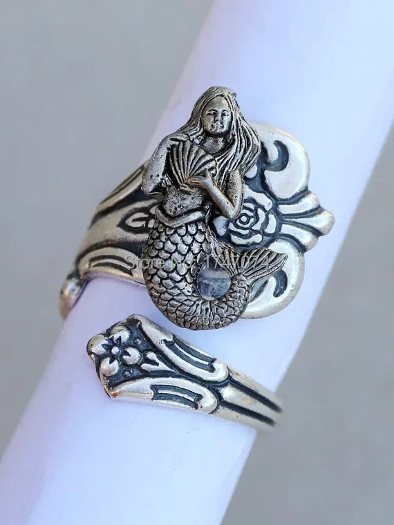 Оптовая продажа уникальное модное ретро кольцо русалки античное