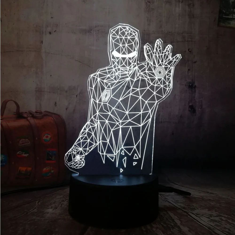 Новый крутой Marvel Hero Железный человек половина 3D LED Ночник светильник Настольная