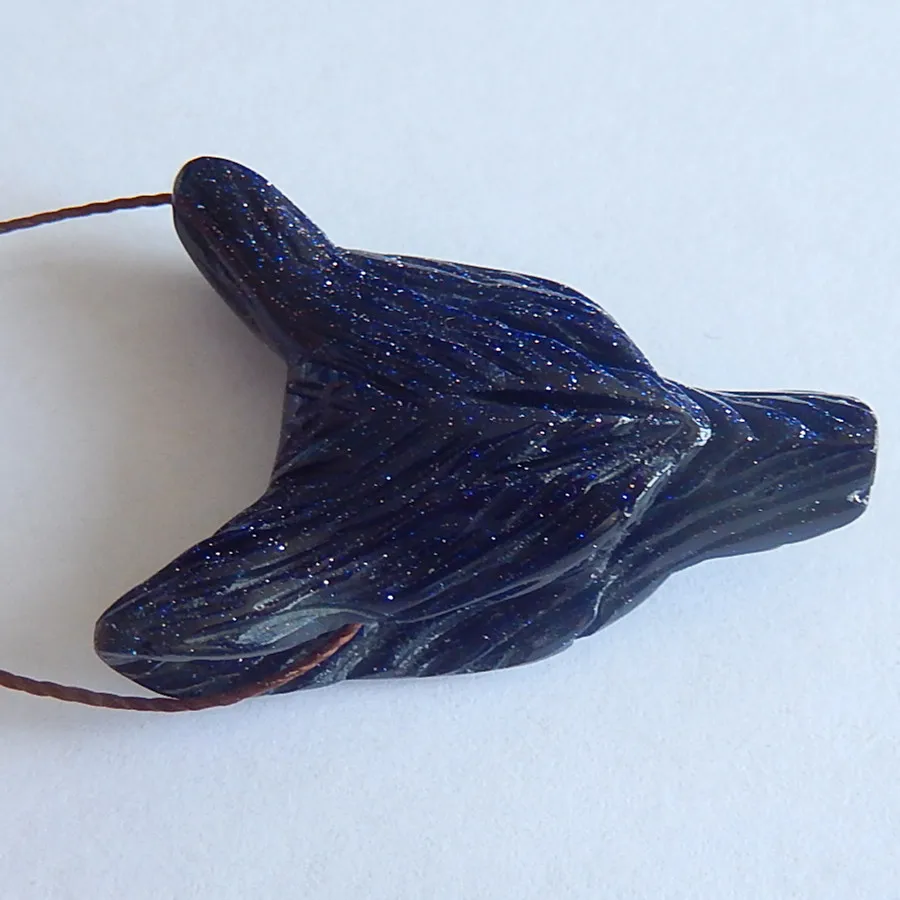 Новый резной синий песок солнце Ситара голова Волка драгоценный камень кулон